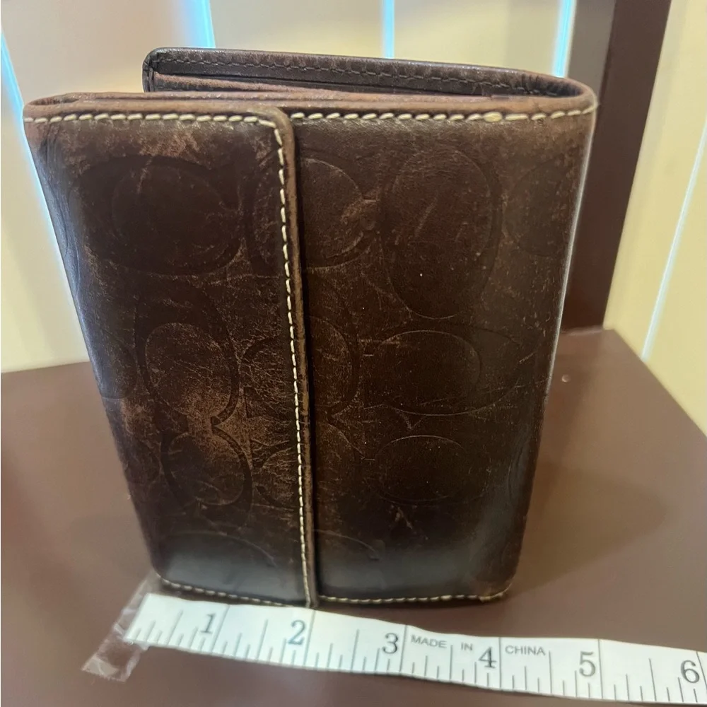 Coach EUC Vtg Saddle Brown Leather Bi-Fold Card Holder Snap Front Coin Wallet